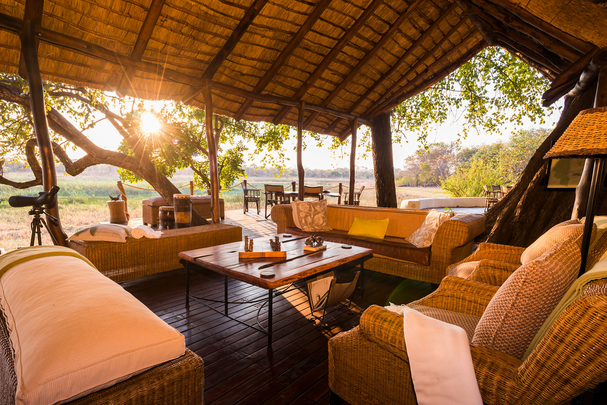 Main area of plains camp in the kafue national park
