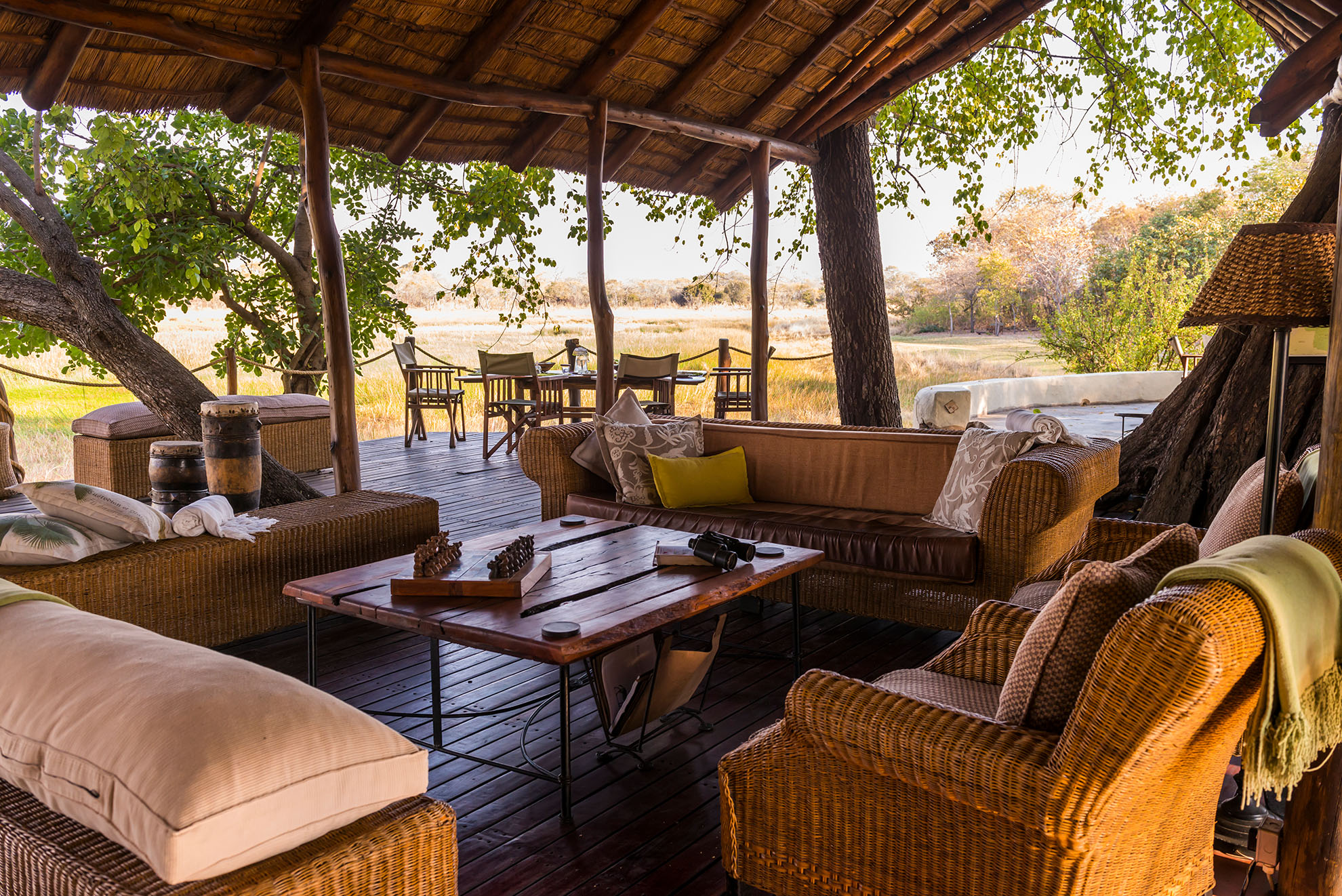 Main area of safari lodge the kafue national park